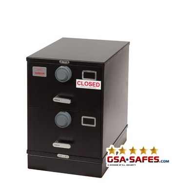 Image of 7110-01-029-8055 | Multi-Lock Class 6, 2 Drawer File Cabinet, Black - Kaba Mas X-10