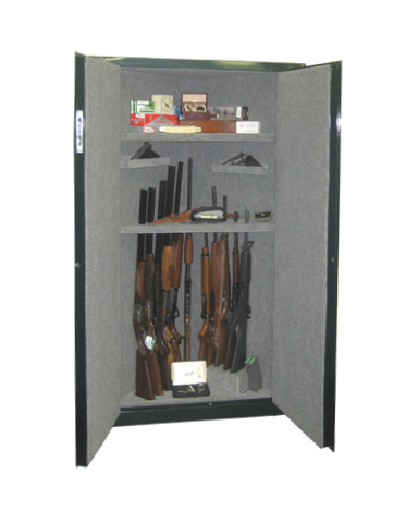 Image of Corner 11 Gun 2 Shelf - 11 Gun Cabinet w/ Digital Lock. Carpet-lined
