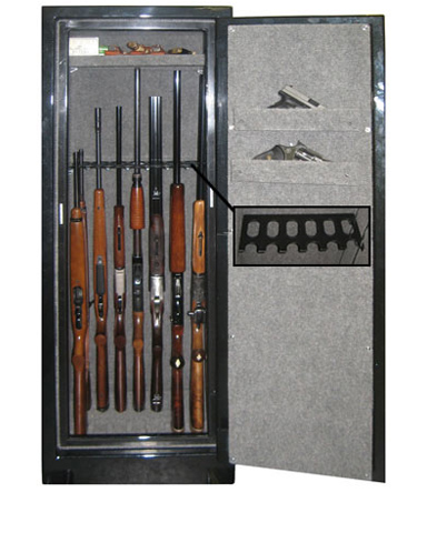 Image of Single Door 14 Gun - 14 Gun Radius Cabinet w/ Digital Lock. Carpet-lined Shelf