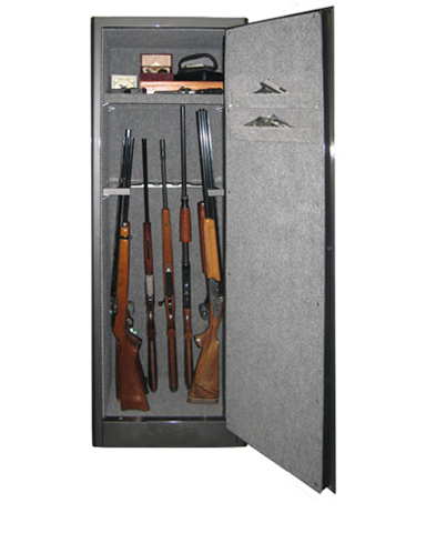 Image of Single Door 9 Gun - 9 Gun Radius Cabinet w/ Digital Lock. Carpet-lined Shelf