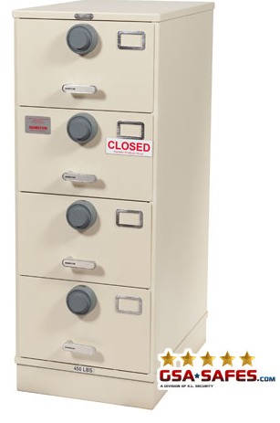 Image of 7110-01-614-5423 | Class 5, 4 Drawer Multi Lock File Cabinet, Gray